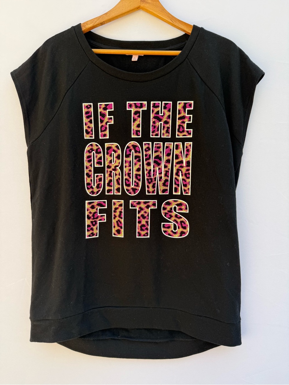 Vintage Juicy Couture If The Crown Fits Tee, Leopard Print, Black, Large, NWOT